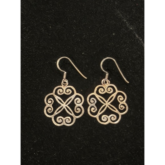 Boho Imports Jewelry - ✨ Sterling Silver Scroll Floral Dangle Earrings 925 Boho Openwork ✨